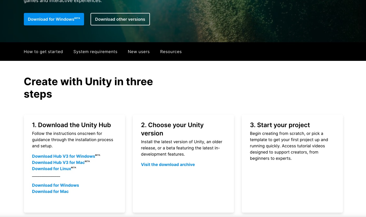 unity website